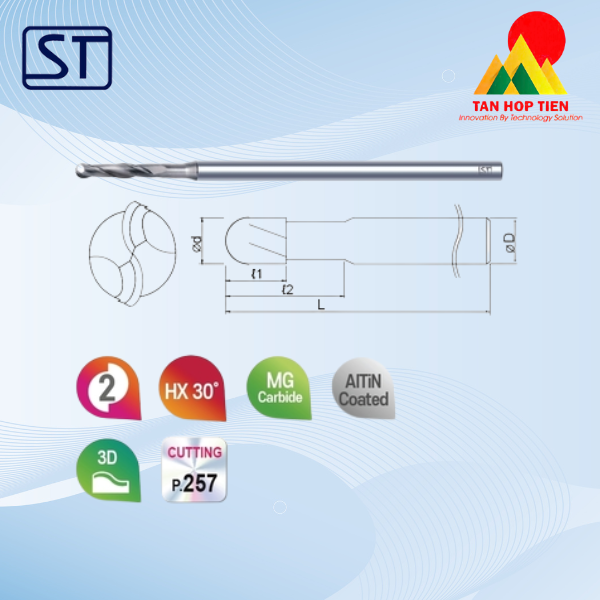 Dao Phay Cầu 2BG 2F Dành Cho Gia Công Graphite – Giải Pháp Tối Ưu Từ Startool Hàn Quốc