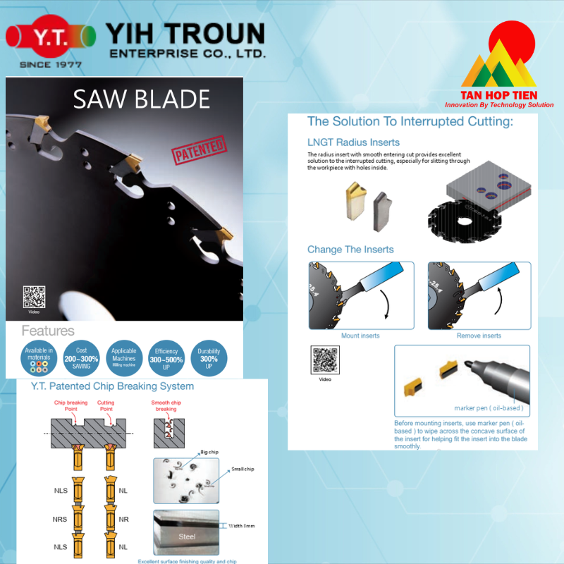 Lưỡi Cưa Đĩa Gắn Chip Y.T Saw Blade Series: Công Nghệ Kẹp Chip Không Dùng Ốc Vượt Trội, Tiết Kiệm 200–300% Chi Phí