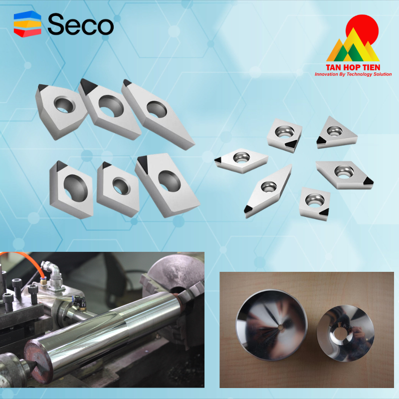 Mảnh Tiện Secomax™ PCD: Đỉnh Cao Tiện Nhôm, Titan Siêu Tốc Và Tạo Bóng Bề Mặt Từ Seco Tools
