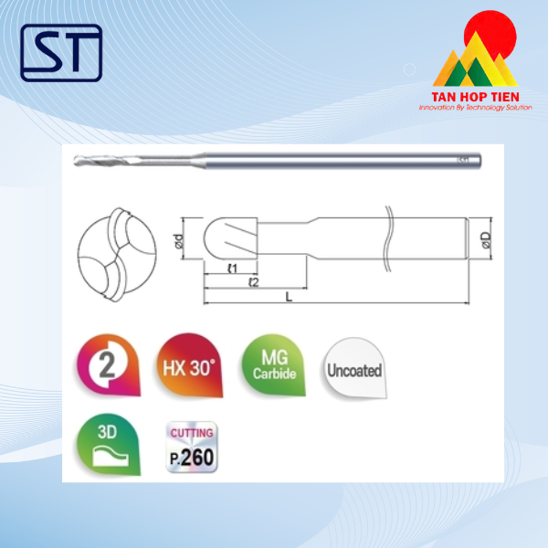 Dao Phay Ngón Cầu Hợp Kim 2BY 2F - Chuyên Gia Gia Công Vật Liệu Tổng Hợp & Nhựa