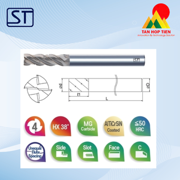 Dao Phay Ngón Bốn Me Cắt Cắt Vuông 4SRR 4F - Phá Thô & Bán Tinh Hiệu Quả Kinh Tế