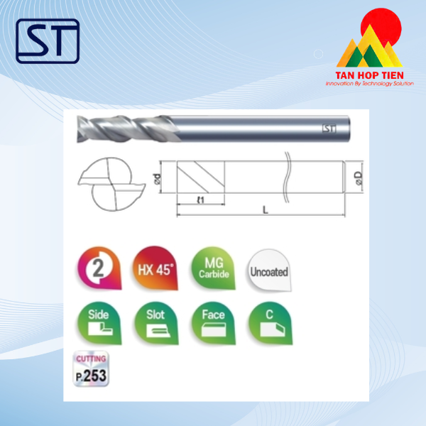 Dao Phay Ngón Hợp Kim 2SA 2F Square End - Giải Pháp Tối Ưu Cho Gia Công Nhôm và Kim Loại Mềm