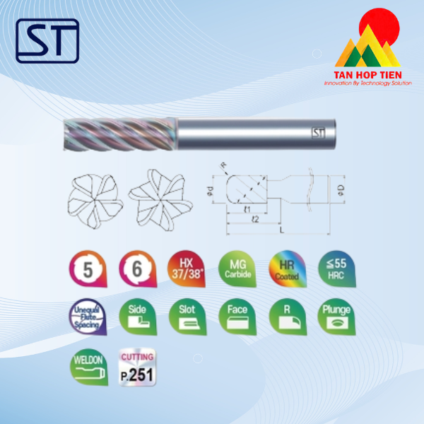 Dao Phay Ngón Phá Thô Trochoidal 5 & 6 Me Cắt
