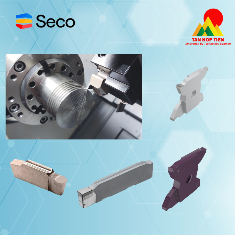Mảnh Tiện Rãnh & Cắt Đứt Secomax™ PCBN: Giải Pháp Gia Công Rãnh Cứng Hiệu Suất Cao Từ Seco Tools