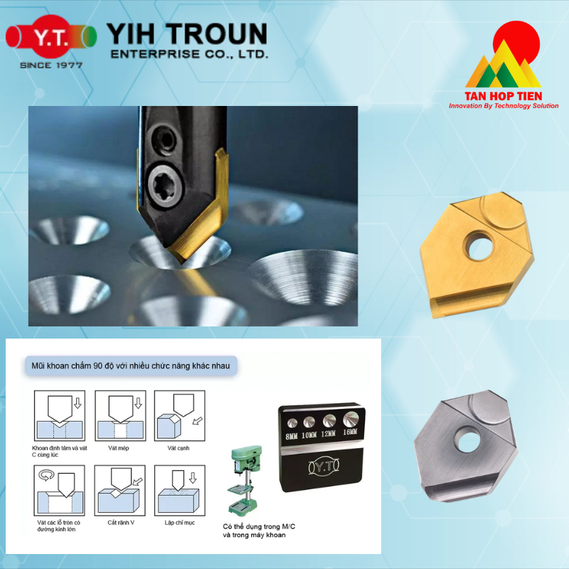 Mũi Khoan Mồi Định Tâm & Vát Mép Y.T 390 System (YIH TROUN): Độ Chính Xác ± 0.008mm, Tiết Kiệm 300-500% Chi Phí